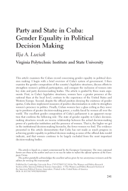 Party and State in Cuba: Gender Equality in Political Decision Making
