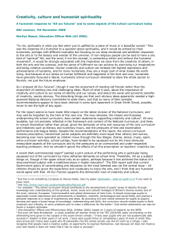 Creativity, culture and humanist spirituality