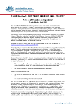 AUSTRALIAN CUSTOMS NOTICE NO. 2006/07