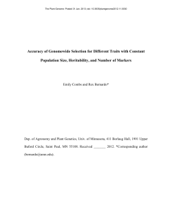 Accuracy of Genomewide Selection for Different Traits with Constant