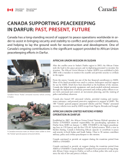 canada supporting peacekeeping in darfur: past, present, future