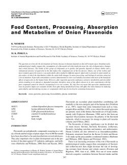 Food Content, Processing, Absorption and Metabolism of Onion