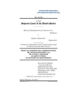 Brief for Former FDA Commissioners Dr. Donald Kennedy and Dr.
