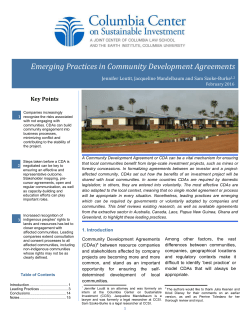 Emerging Practices in Community Development Agreements