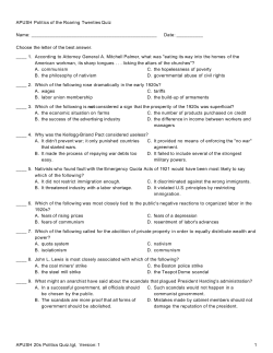 1920s Politics practice Quiz 2