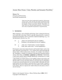 Atomic Mass Nouns: Unity, Plurality and