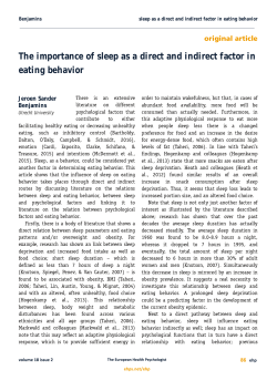 The importance of sleep as a direct and indirect factor in eating