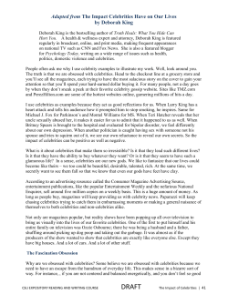 Adapted from The Impact Celebrities Have on Our Lives