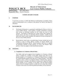 BCE: School Board Censure - Las Cruces Public Schools