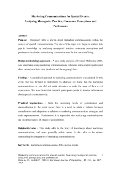Running head: MARKETING COMMUNICATIONS FOR EVENTS