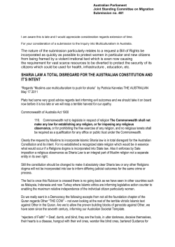 sharia law a total disregard for the australian constitution and it`s intent