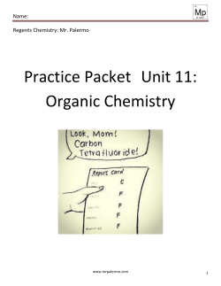 Unit 10: Organic Class Packet - Mr. Palermo`s Flipped Chemistry