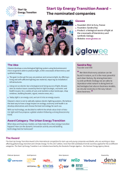 Start Up Energy Transition Award &ndash; The nominated companies