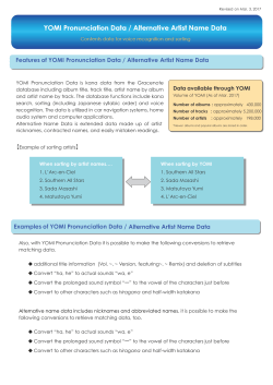 Features of YOMI Pronunciation Data / Alternative Artist Name Data