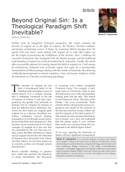 Beyond Original Sin: Is a Theological Paradigm Shift Inevitable?