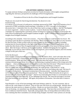 Insights on Formation of Clergy in light of Synod of Bishops on New