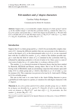 Feit numbers and p0-degree characters