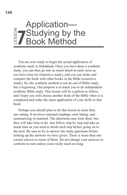 Application&mdash; Studying by the Book Method