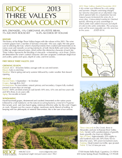 2013 Zinfandel, Three Valleys, Sonoma County