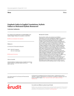 Emphatic Italics in English Translations: Stylistic Failure or Motivated