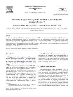 Model of a sugar factory with bioethanol production in program