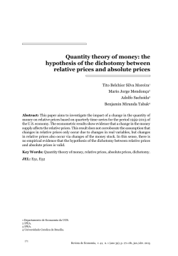 Quantity theory of money: the hypothesis of the dichotomy between