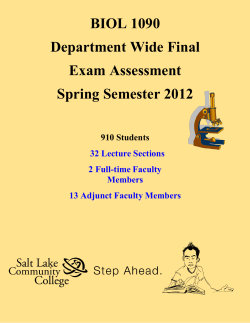 BIOL 1090 Department Wide Final Exam Assessment Spring