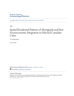Spatial Residential Patterns of Aboriginals and their Socioeconomic