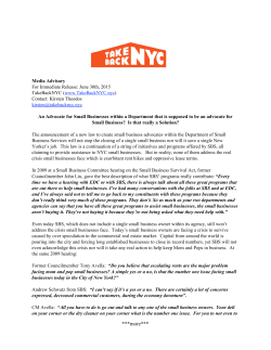 City`s Small Business Services advocates for an