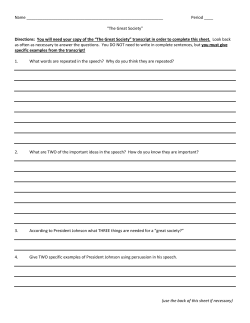 Name Period ____ &ldquo;The Great Society&rdquo; Directions: You will need