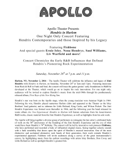 Apollo Theater Presents Hendrix in Harlem One Night Only Concert