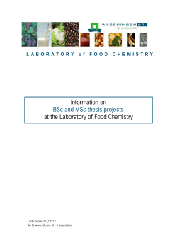 BSc + MSc projects at Food Chemistry 2017