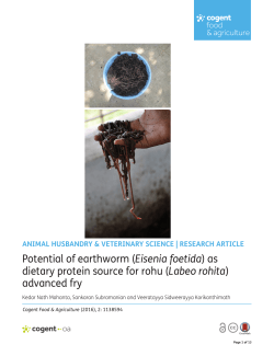 Potential of earthworm (Eisenia foetida) as dietary protein source for