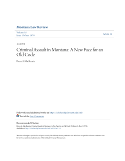 Criminal Assault in Montana: A New Face for an Old Code