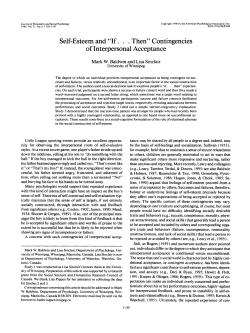 Self-Esteem and " I f . . . Then" Contingencies of Interpersonal