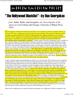 The Hollywood Blacklist - University of Colorado Boulder