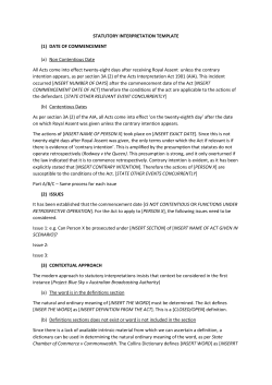 STATUTORY INTERPRETATION TEMPLATE (1) DATE OF