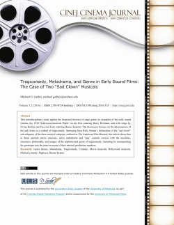 Tragicomedy, Melodrama, and Genre in Early Sound Films: The
