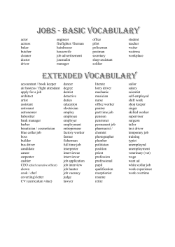 actor actress baker butcher cleaner doctor driver engineer firefighter