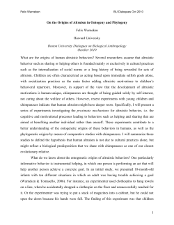 1 On the Origins of Altruism in Ontogeny and Phylogeny Felix