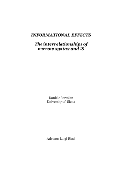 INFORMATIONAL EFFECTS The interrelationships of narrow syntax