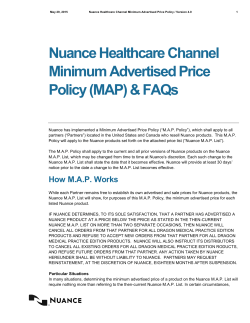 Nuance Healthcare Channel Minimum Advertised Price Policy (MAP