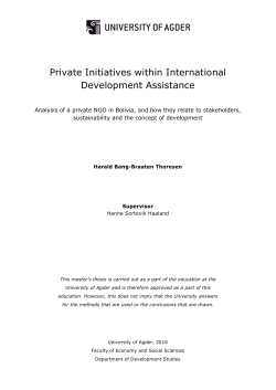 Private Initiatives within International Development Assistance