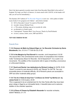 Here`s the latest quarterly recorder music letter from Recorder