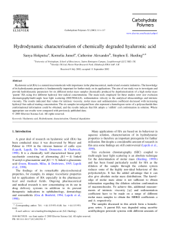 Hydrodynamic characterisation of chemically degraded hyaluronic