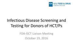 Infectious Disease Screening and Testing for Donors of HCT