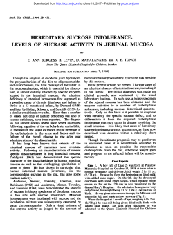 hereditary sucrose intolerance: levels of sucrase activity in jejunal