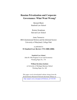 Russian Privatization and Corporate Governance: What Went Wrong?