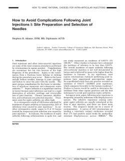 How to Avoid Complications Following Joint Injections I: Site