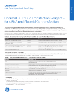 DharmaFECT&trade; Duo Transfection Reagent &ndash; for siRNA and Plasmid